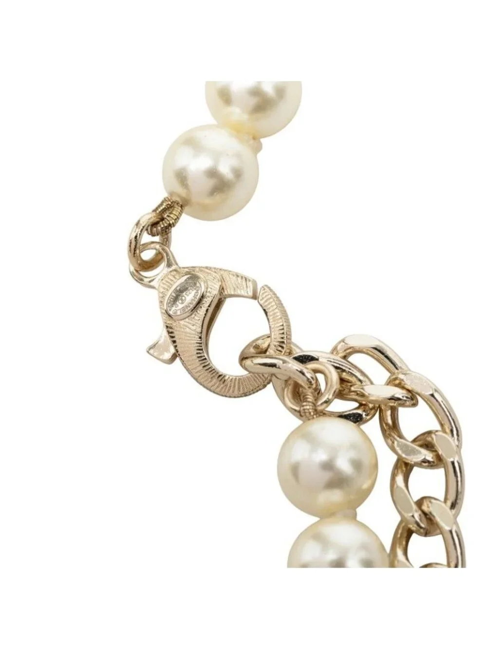 Chanel CC Logo Necklace Gold Black Plated Faux Pearl Rhinestone